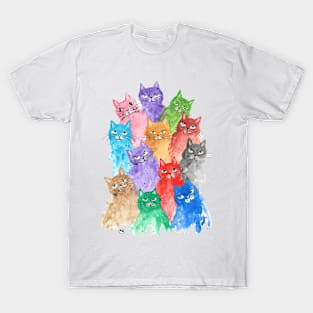 Cute Colourful Cats and Kittens painting T-Shirt